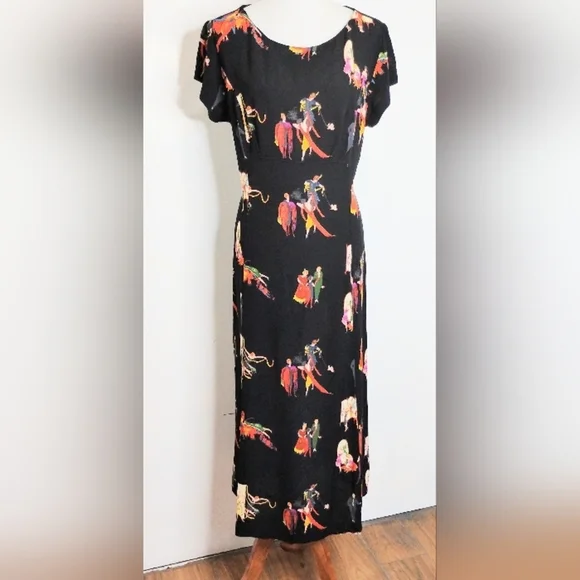 VINTAGE DOROTHY SCHOELEN RAYON CREPE MAXI DRESS - Picture 7 of 10